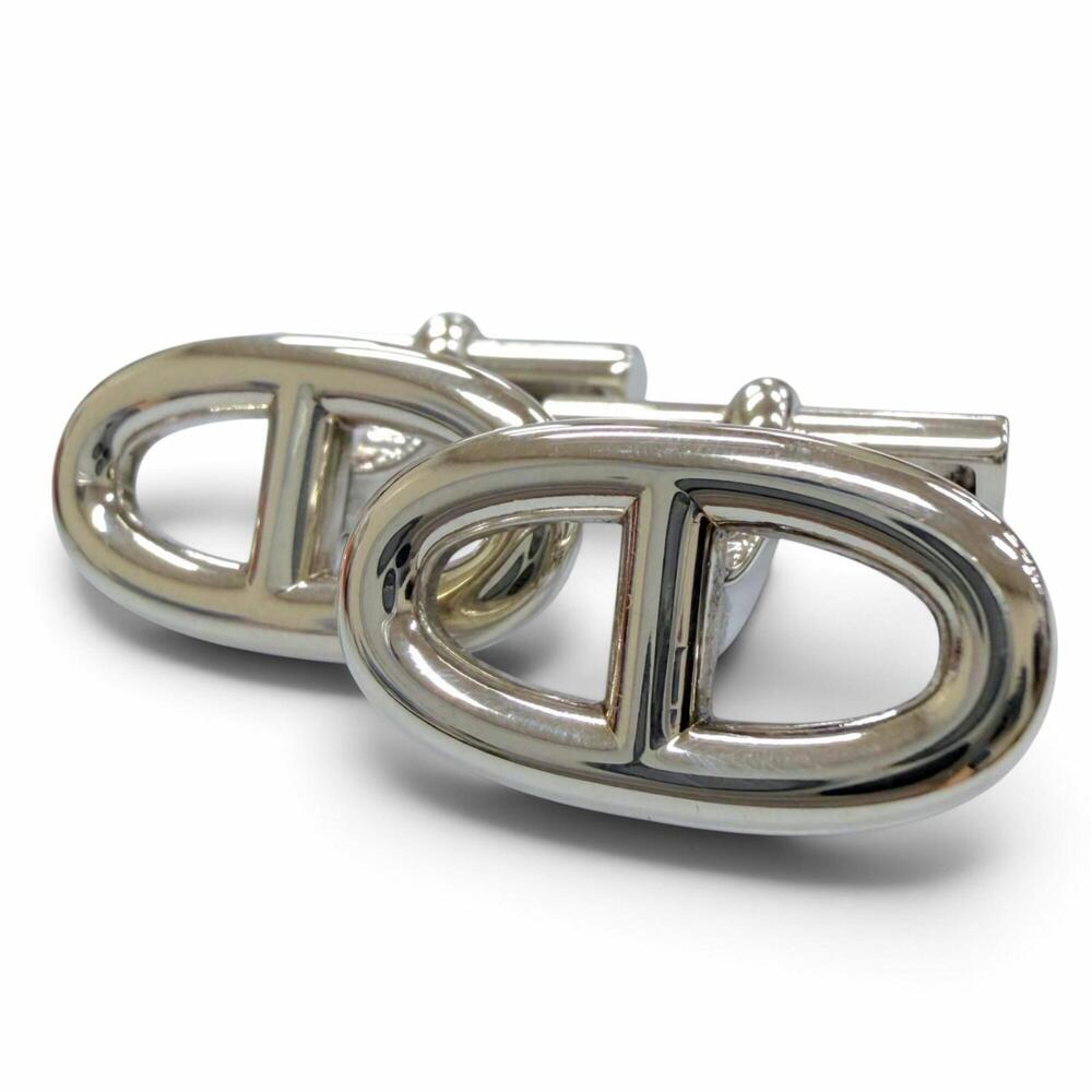 HERMES AG925 Chaine d'Ancre Cufflinks, Silver, Weight 12.1g, Men's Accessory